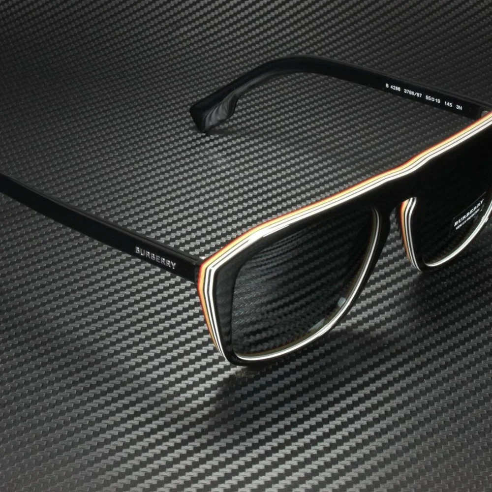 Burberry Black Multi Layer 55mm Mens Sunglasses